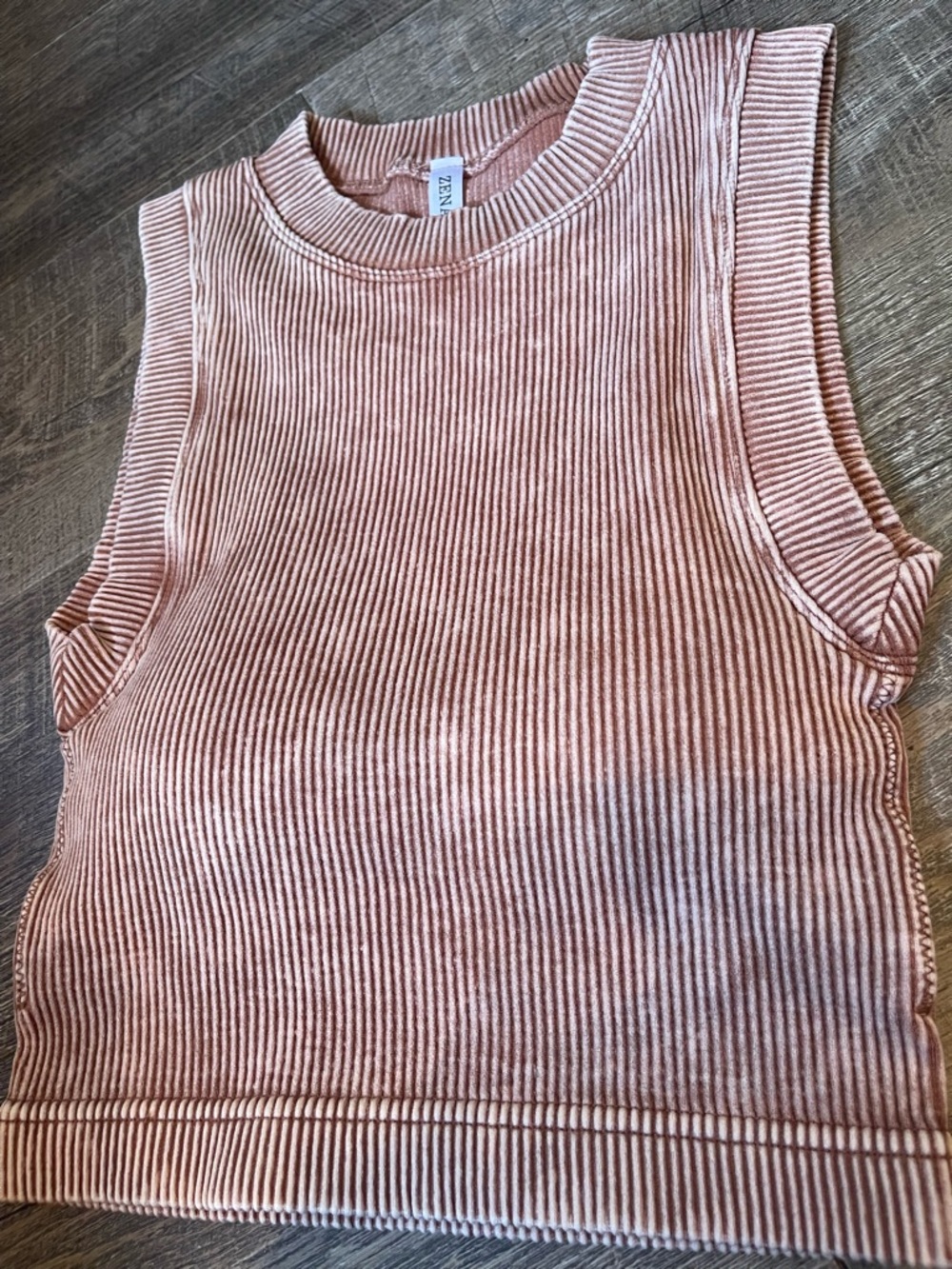 Zenana Padded Ribbed Sleeveless Crop Top - Camel